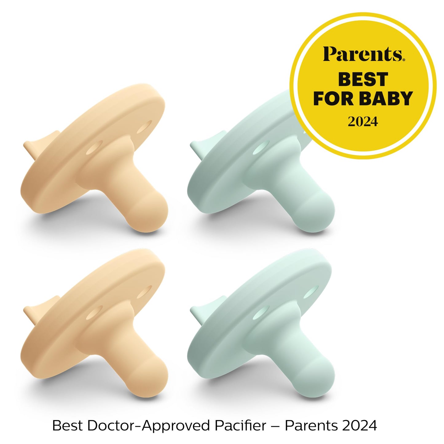 Philips Avent Soothie 0-3 Months Orthodontic Baby Pacifiers, 100% Silicone Pacifiers, One Piece, Bpa-Free, 2 Green And 2 Yellow,
