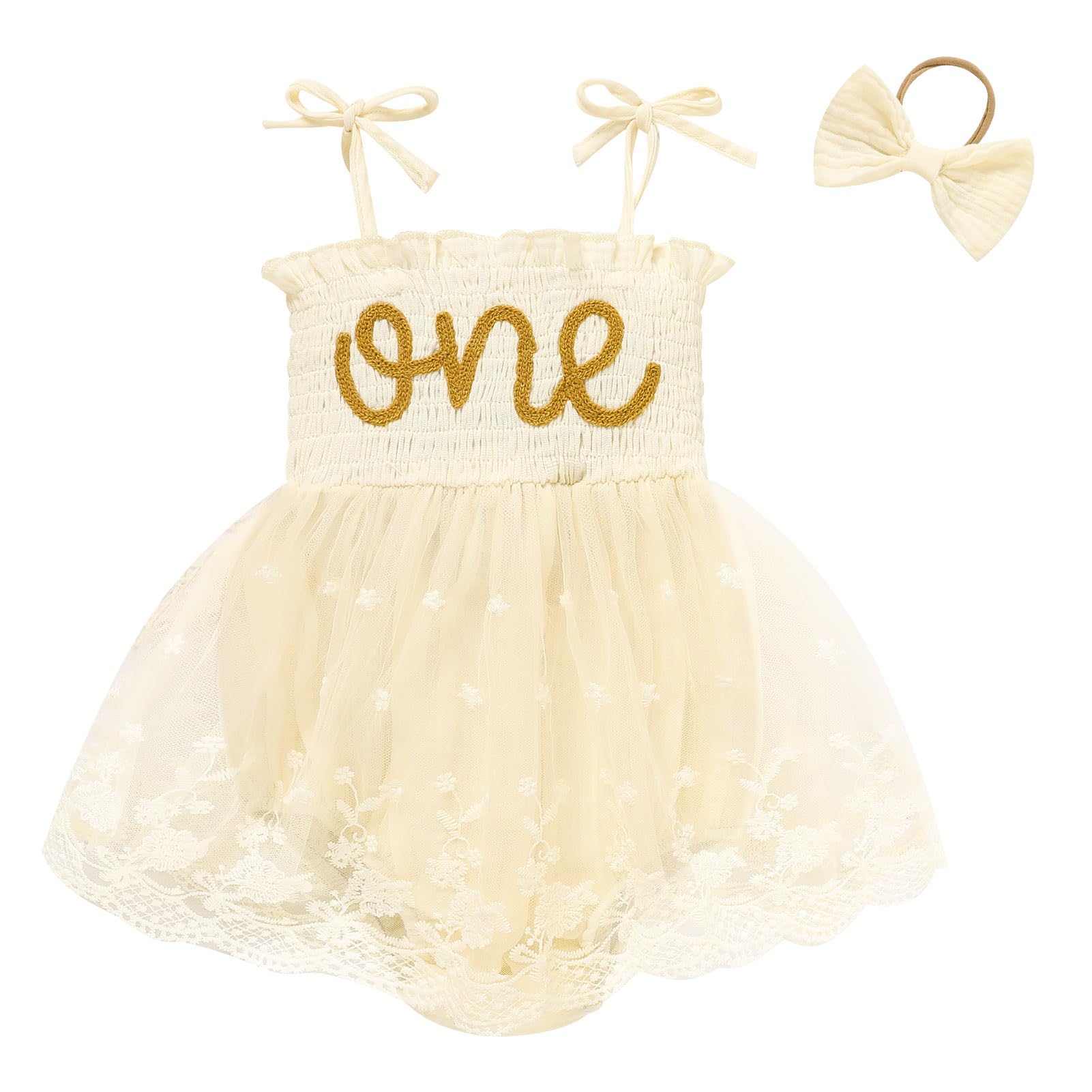 Titkkop Baby Girl 1St Birthday Clothes One Year Old Tulle Romper Sleev — free download