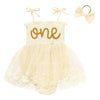 Titkkop Baby Girl 1St Birthday Clothes One Year Old Tulle Romper Sleeveless Bodysuit Cake Smash Outfits(Apricot2,9-12M)