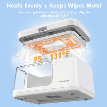 Baby Wipe Warmer Baby Wet Wipes Dispenser, Tenmonth Diaper Wipe Warmer With Led Light & Transparent Viewing Window, Adjustable 9