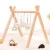 HAN-MM Wooden Baby Gym with 6 Wooden Baby Toys Foldable Baby Play Gym Frame Activity Gym Hanging Bar Newborn Gift Baby Girl and