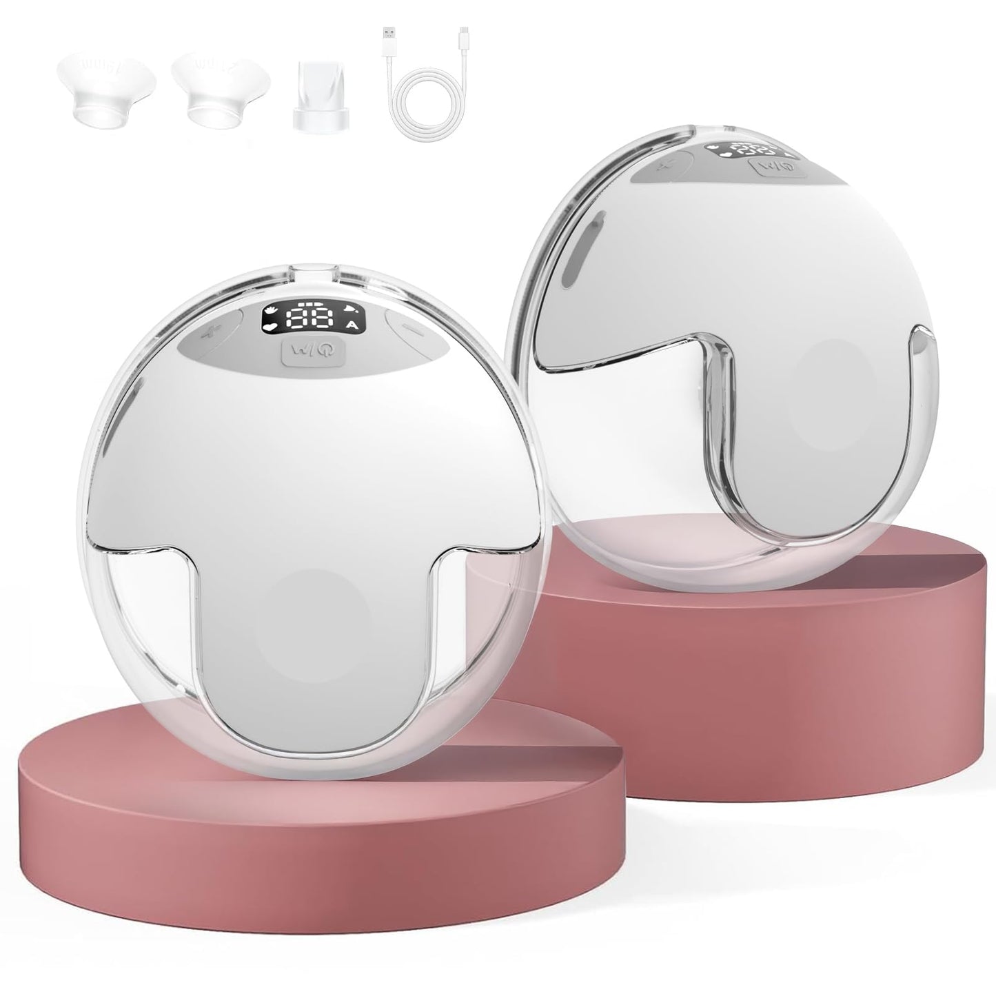 Wearable Breast Feeding Pump Portable, Electric Breast Pump Hands Free with 4 Modes &12 Levels,Strong Suction, LED Display, 24mm