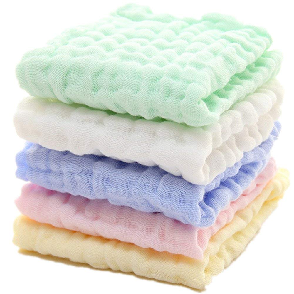 Rising Star Natural Soft Newborn Baby Face Towel & Muslin Washcloth Set Of 5 Pieces