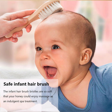 Yarramodes Baby Goat Hair Brush And Comb Set For Newborns & Toddlers| Eco-Friendly Safe Brush | Natural Wooden Comb | Soft Brist