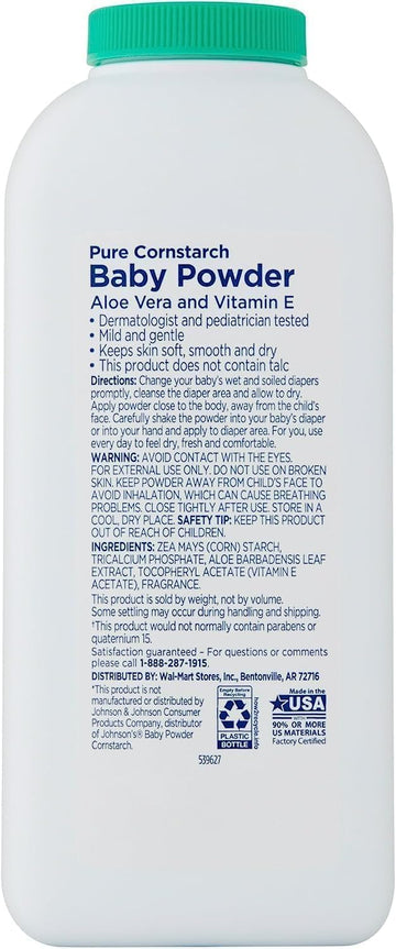 Equate Aloe And Vitamin E Pure Cornstarch Baby Powder (2 Pack - 15 Oz)