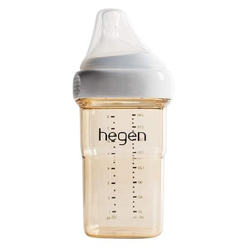 Hegen Baby Bottles - Anti Colic Baby Bottles Wide Neck- Breastfeeding System 8 Oz With Medium Flow Teats