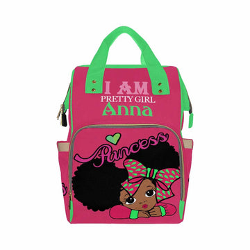 Artsadd Customized Diaper Bag Mommy Nappy Bags, Personalized Pretty Pink Green Handbags Large Capacity Multi-Function Nursing Ba