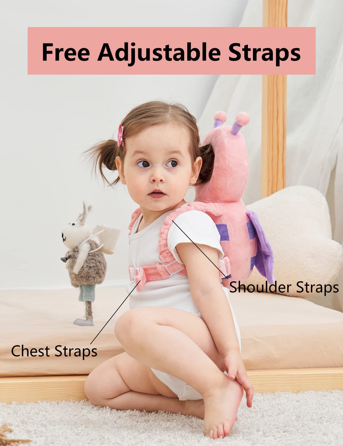 Toddler Baby Protection Backpack Wear,Pink Butterfly