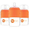 Popyum 5 Oz Orange Anti-Colic Formula Making/Mixing/Dispenser Baby Bottles, 3-Pack (With #1 Nipples)