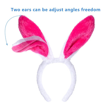 Cute Soft Touch Bunny Ears Headband Christmas Rabbit Ears Headband Gift For Children Kids Girls (Rose Red)