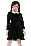 Besserbay Halloween Girl'S Long Sleeve Flare Velvet Midi Dress Black 11-12 Years