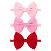 Yanjie Valentines Bows For Girls - Red And Pink Headband Bows - Newborn Valentines Day Hair Accessories - 3 Pack - Soft Nylon Ba
