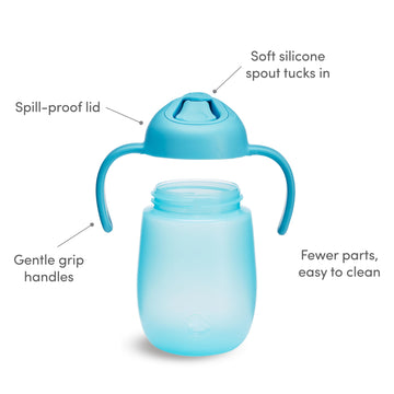 Munchkin Simple Clean Trainer Sippy Cup With Handles, 6+ Months, 7 Ounce, Blue/Green