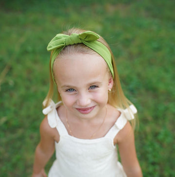Babygiz Baby Girl Headbands-Infant,Toddler Cotton Handmade Hairbands With Bows Child Hair Accessories (Olive Green)