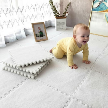 Metreno 10Mm/20Pcs Kids Mats For Floor Soft Plush Foam Babies Puzzle Interlocking Play Mats For Crawling Playing Tile Mat Carpet