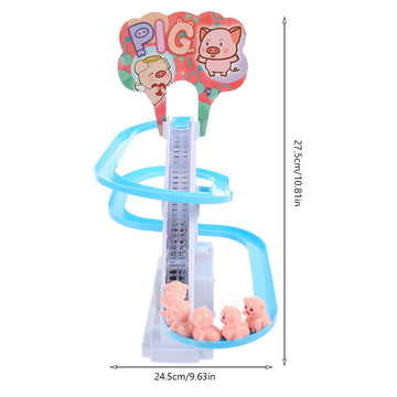 Zerodeko Piggy Climbing Toy, Cute Animal Climbing Stair Toy With Music And Light, Coaster Slide Track Toy Early Educational Toys