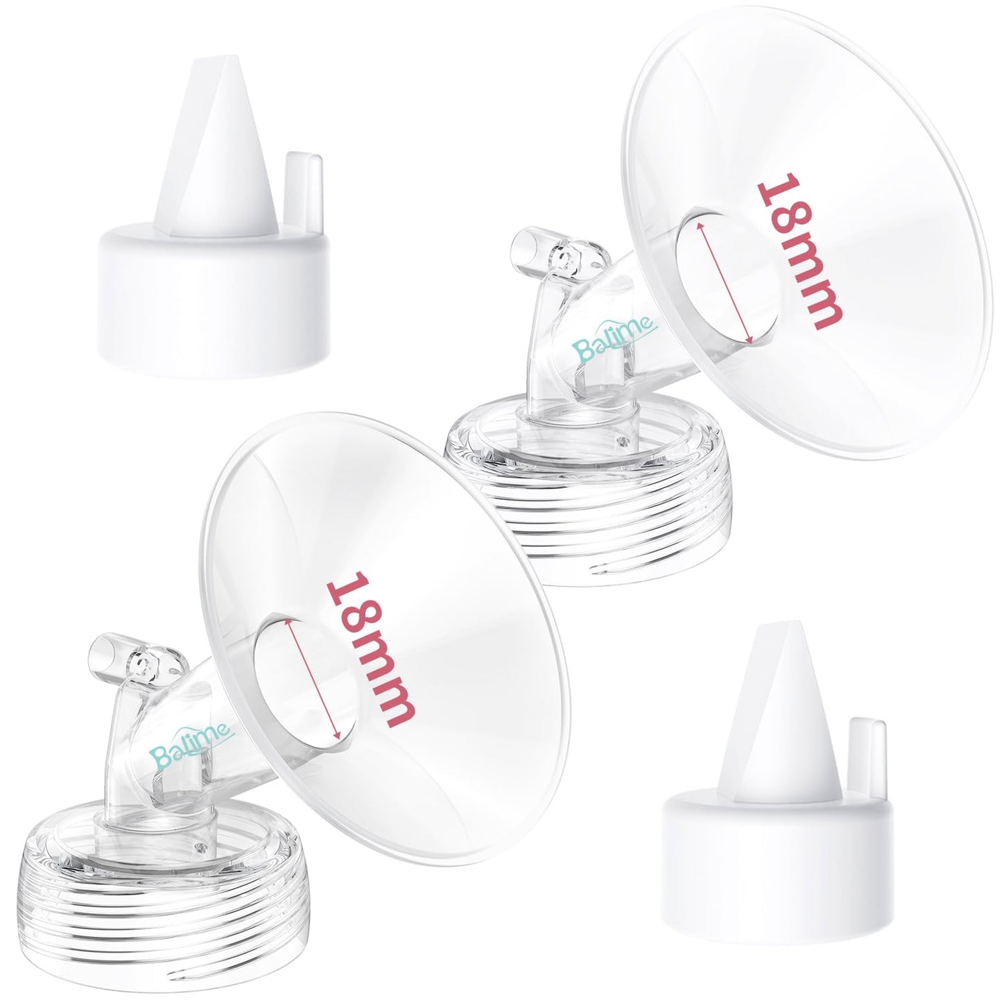 18MM Flange and Duckbill Valve Set Compatible with Spectra S1 S2 9 Plus, Wide Mouth Breast Pump Replacement Parts, Multiple Size
