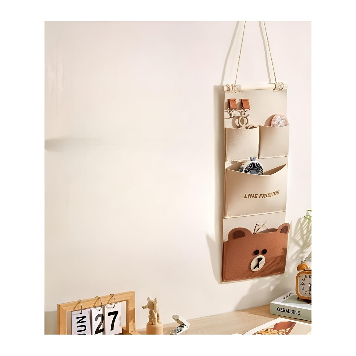 Vajin Wall Door Hanging Organizer with 4 Pockets | Cloth Storage Bag for Closet, Dorm, Kids Room, Bathroom & Entryway | Fabric W