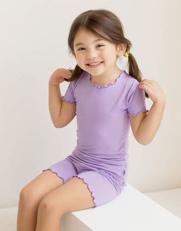 Vaenait Infant Kids Toddler Girls Boys Short Sleeve Sleepwear Pajamas 2Pcs Set Shirring Lightpurple S