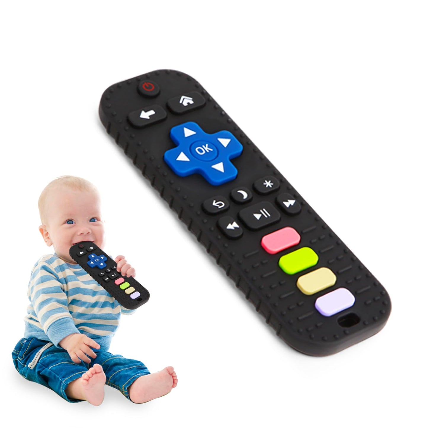 Hooku Silicone Teethers for Babies 0-6 Months, Teething Toys for Babies 6-12 Months, Baby Remote Control Toy, Infant Toys 0-3 Mo