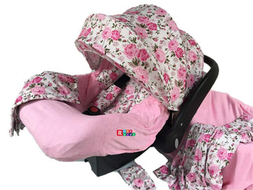 9Pc Ultimate Set Of Infant Car Seat Cover Canopy Headrest Blanket Hat Nursing Scarf, 25Je01