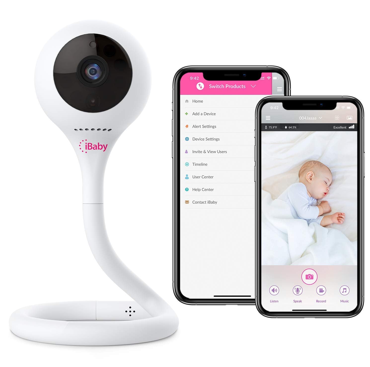 Ibaby M2C Wifi Baby Monitor Camera With Fhd Audio 1080P With Night Vision Wall Mount Kit Included 2021 Updated Video Audio Quali