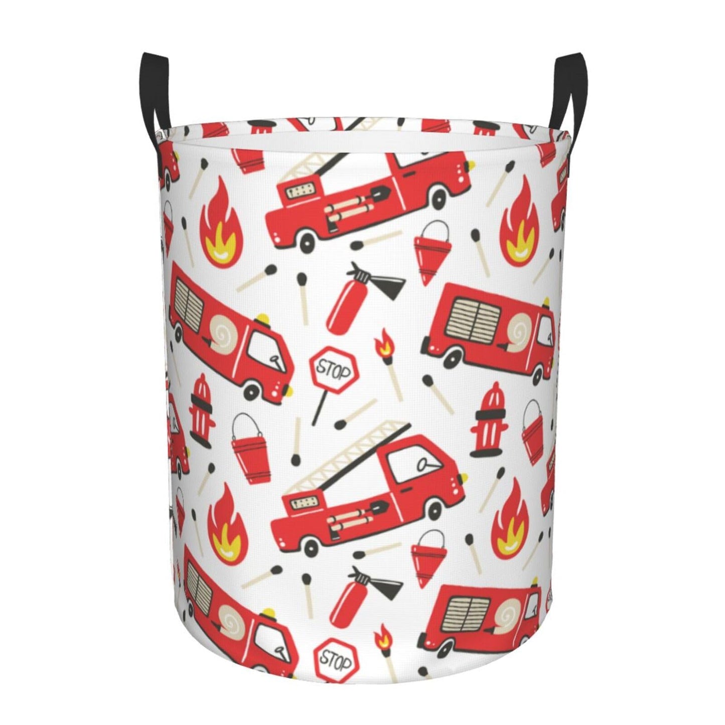 Pevtufa Fire Truck Foldable Laundry Basket Organizer,Fabric Clothes Toy Storage Basket Nursery Hamper Storage Bin For Household