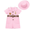 Baby Safari Outfit Baby Girl Pink Zookeeper Jumpsuit Short Sleeve Safari Romper With Safari Hat Toddler Girl Zookeeper Outfit Wi