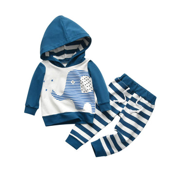 Toddler Infant Baby Boy Clothes Elephant Long Sleeve Hoodie Tops Sweatsuit Pants Outfit Set (18-24 Months)