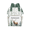 Personalized Diaper Bag Backpack for Women, Custom Name Nursing Mommy Daypack, Woodland Deer Diaper Bag for Girls Boys, New Mom