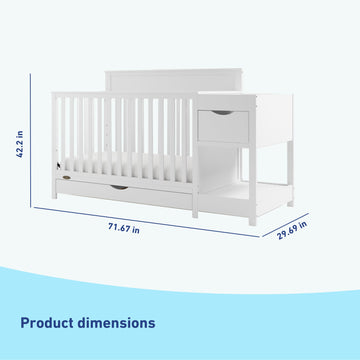 Graco Shiloh 5-In-1 Convertible Crib & Changer With Drawer (White) - Greenguard Gold Certified Baby Crib Crafted From Wood, Conv