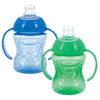 Nuby Plastic 2-Pack Tow-Handle No-Spill Super Spout Grip N' Sip Cup, 8Oz, Blue And Green