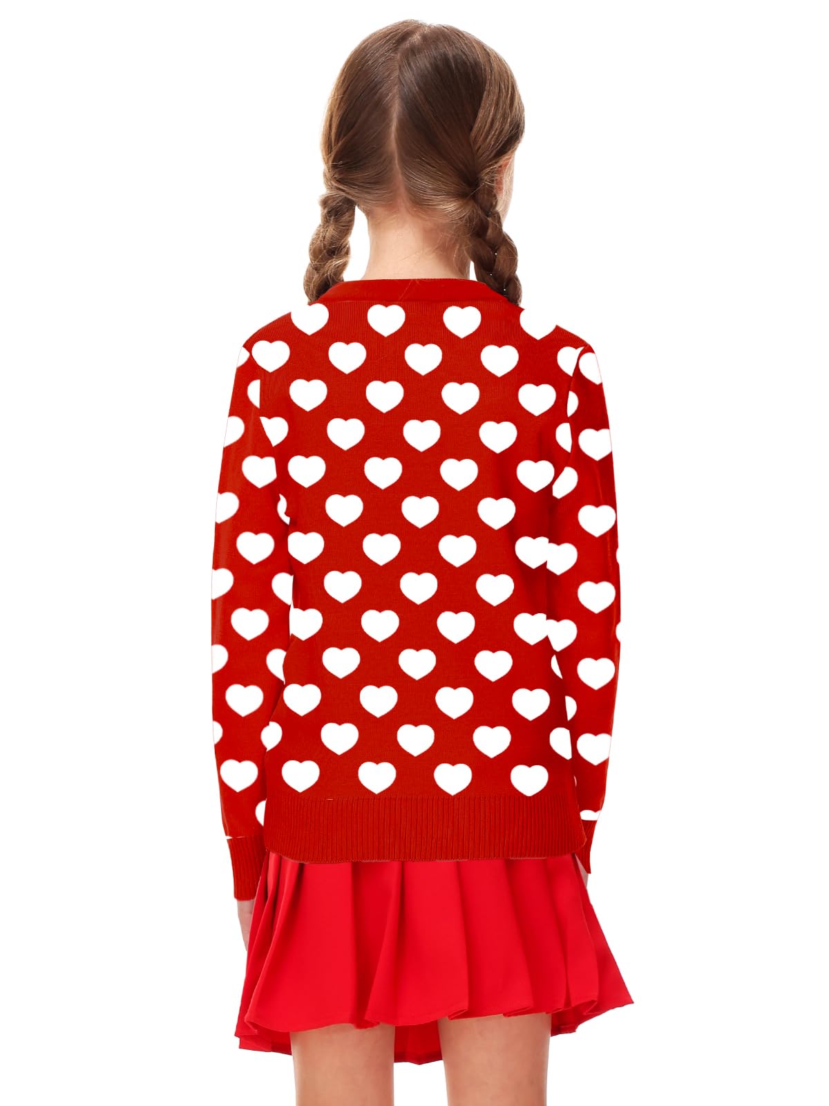 Toddler Girls Valentines Sweaters Kids Love Long Sleeve Sweatshirt White Hearts Outfit Tops Red 3-4 Years