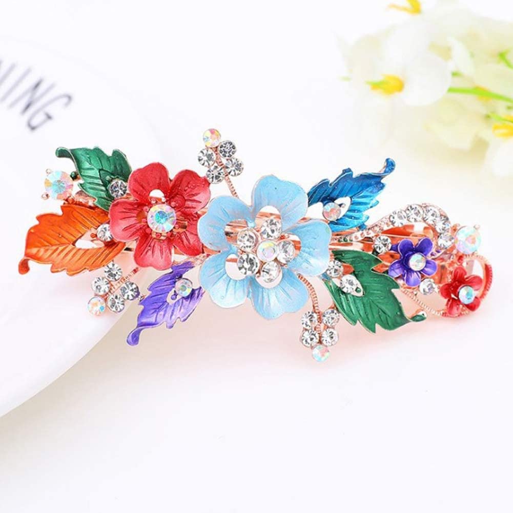 Juroicessry Green Flower Hair Clip With Rhinestone Butterfly, Small, Hair Securing And Decorative, Classic Style, For Women, Ele