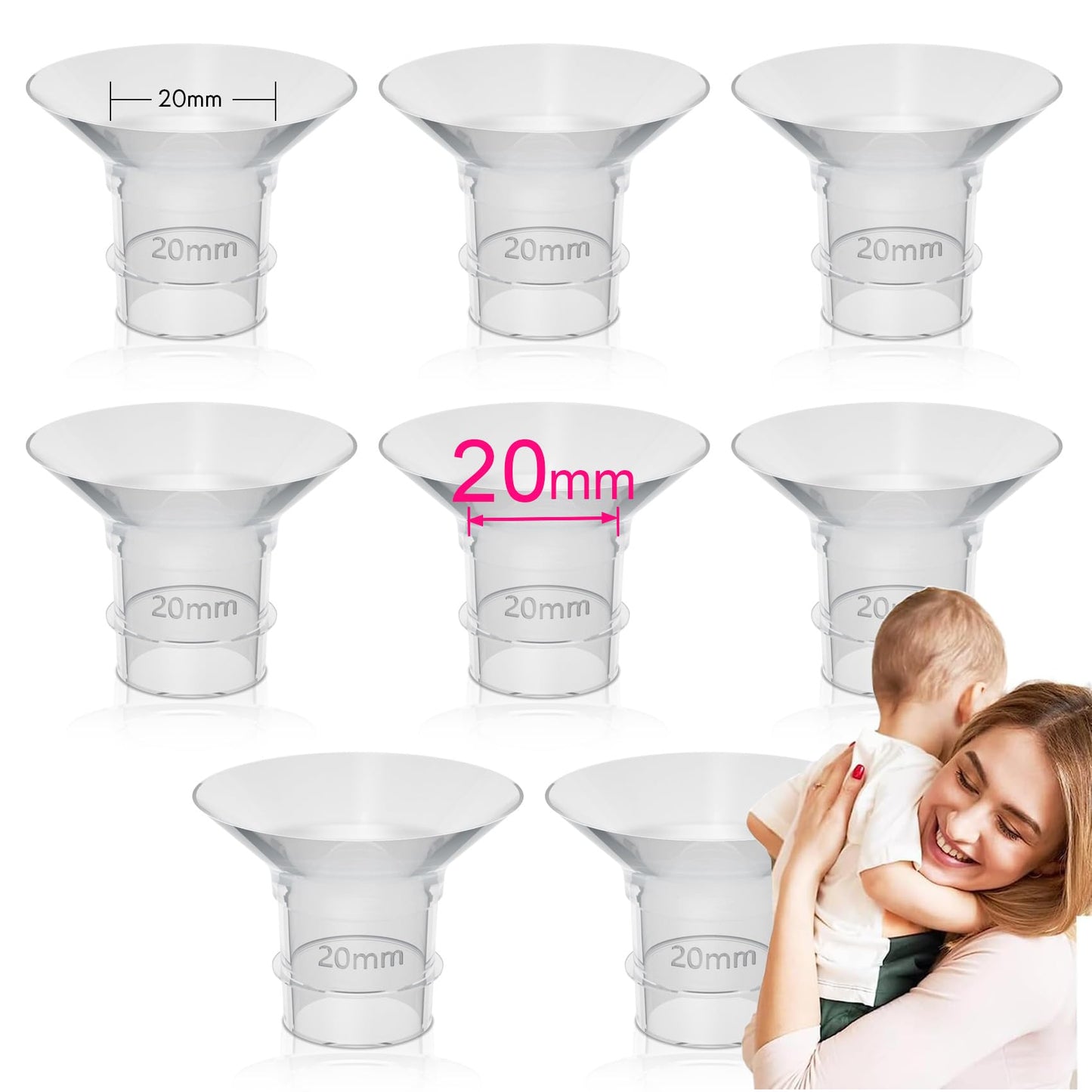 LOZAEVE 20mm Flange Insert Compatible with 24mm Flange/Shield of Breast Pumps, for Momcozy S9 Pro S10 S12 Pro Medela Spectra Elv