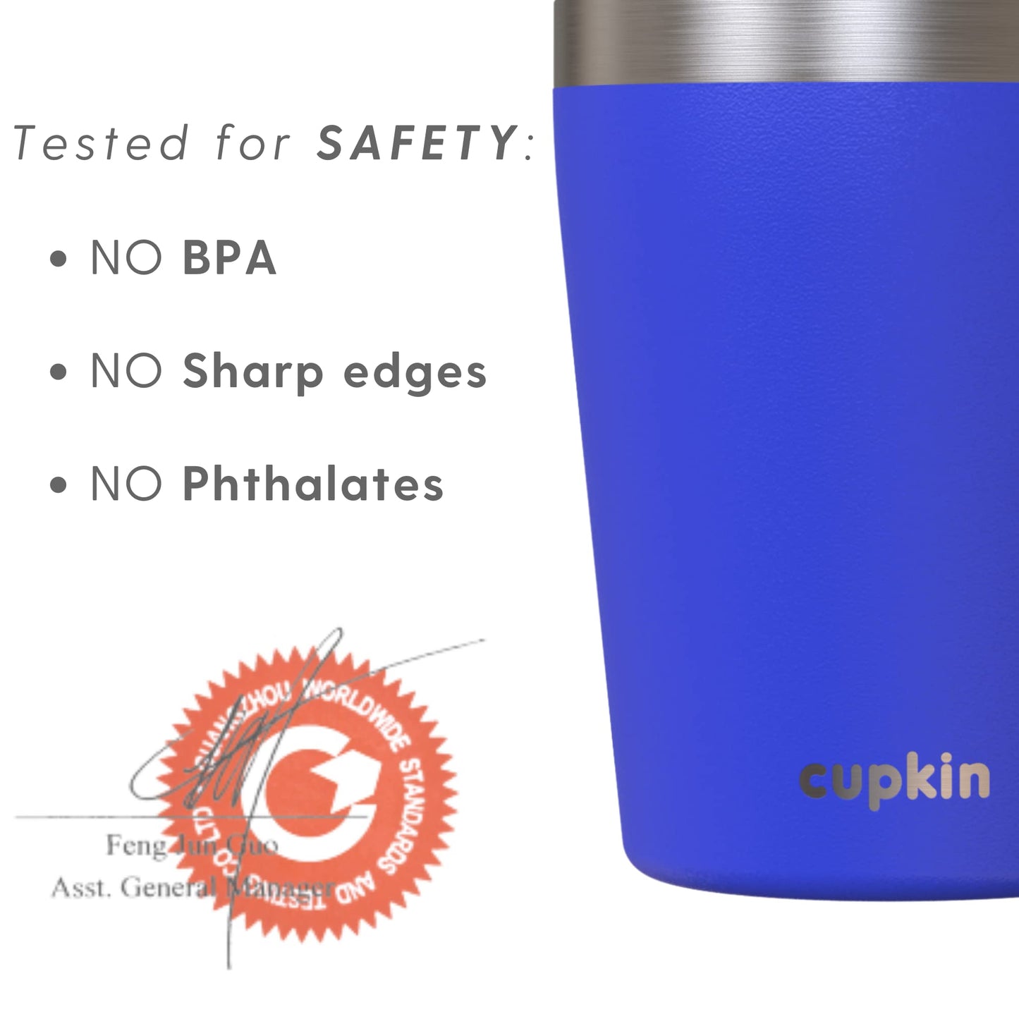 Cupkin Sippy Cup For 1 Year Old, The Original Stackable 8 Oz Stainless Steel Tumbler, Set Of 2 Powder Coated Insulated Straw Cup