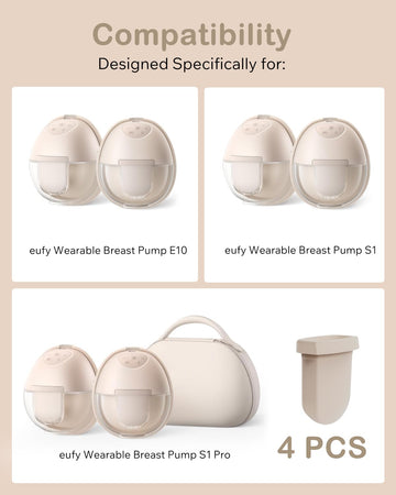 4Pcs Replacement Diaphragm For Eufy Wearable Breast Pump E10/S1/S1 Pro - Soft Silicone, Easy To Clean & Install