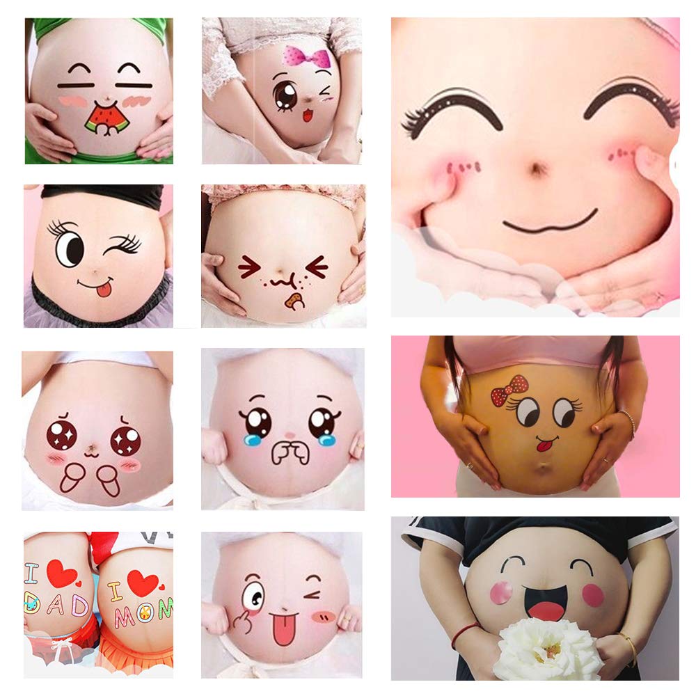 Alinila 12 Sheets Face Pregnant Belly Bump, Belly Casting Kit Pregnancy Gifts For Pregnant Women Facial Expressions Pregnancy Ba