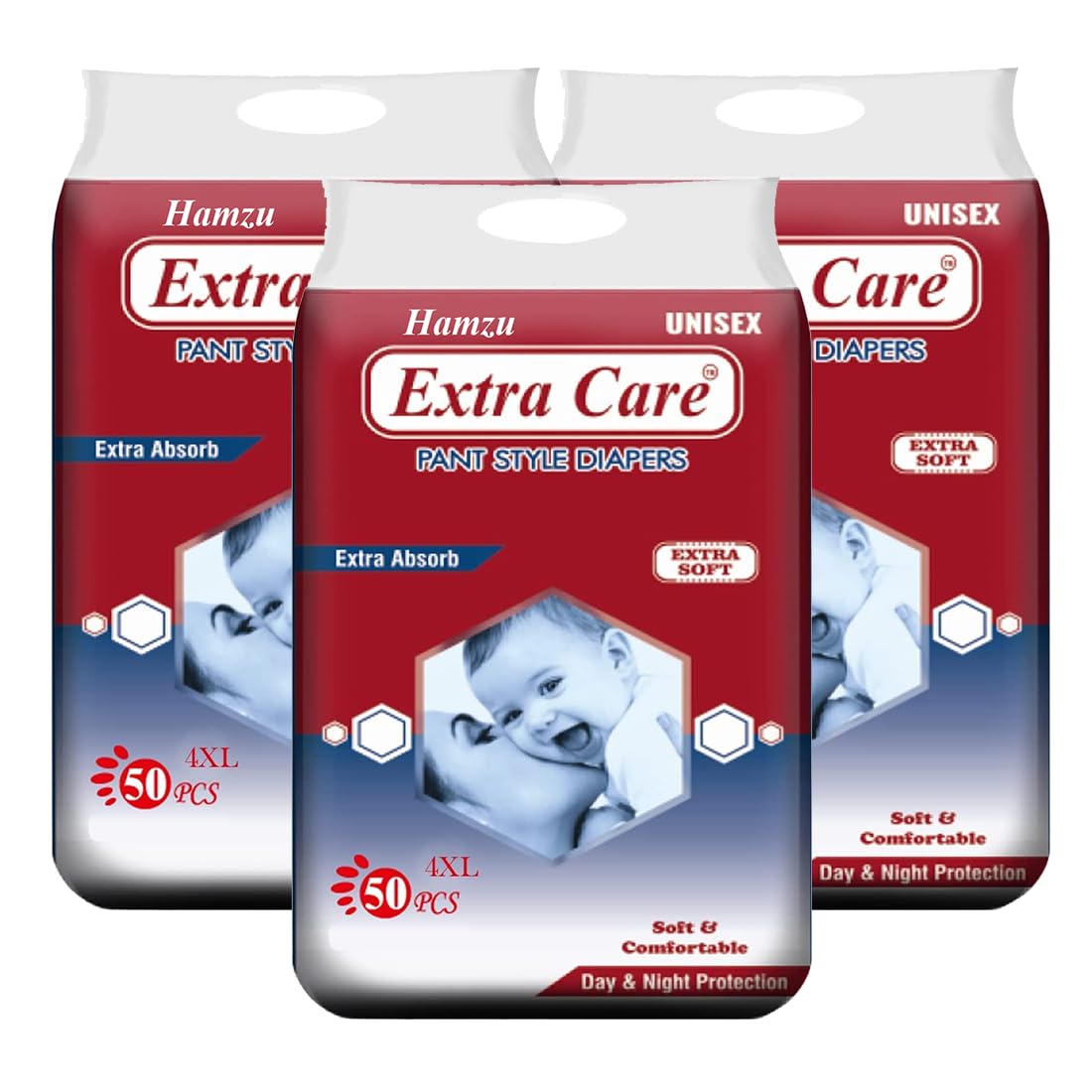 Hamzu Extra Care Baby Pant Diaper 4Xl Size 150 Piece (1825 Kg) Pack Of 3