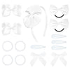 Deeka White Hair Accessories Set - 15 Pieces Uniform Bows, Clips, Headband, And Ties For Little Toddler Girls