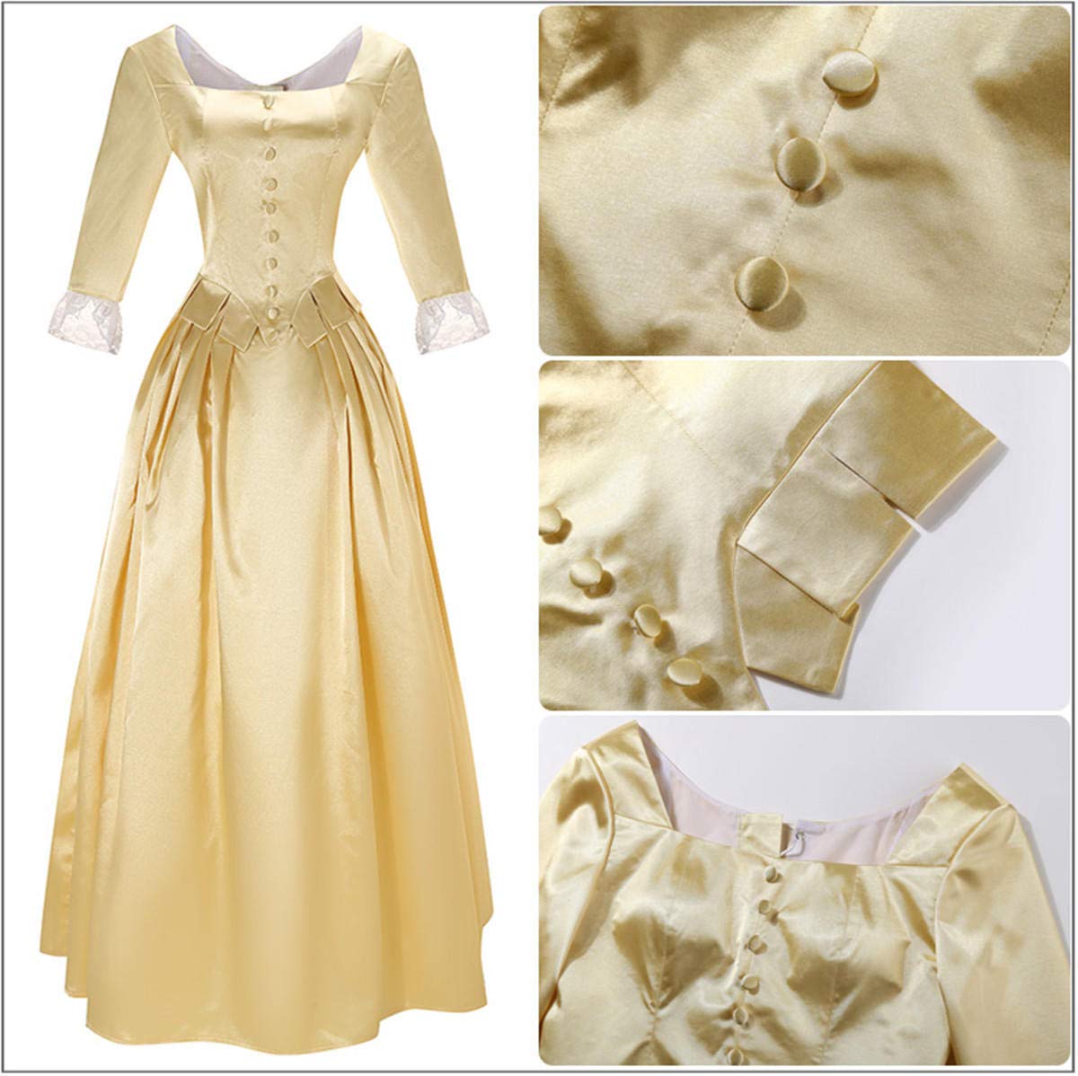 Royal Colonial Little Girl Child Princess Costume Hamilton Peggy Yellow Halloween Cosplay Kid Victorian Dress