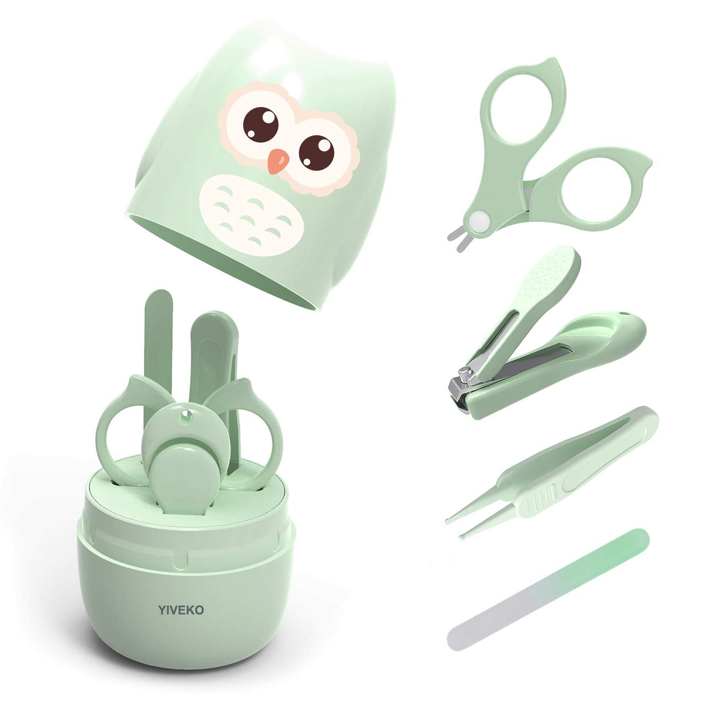 Yiveko Baby Nail Kit, 4-In-1 Baby Nail Care Set With Cute Case, Baby Nail Clippers, Scissors, Nail File & Tweezers, Baby Manicur