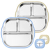 Stainless Steel Kids Plates With Suction, 9.4 'X 9    Divided Baby Toddler Plates With Removable Silicone Sleeves, Non-Slip Tod