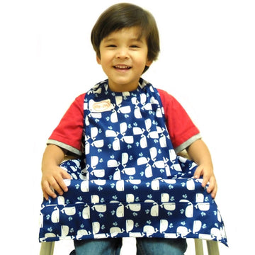 Bib-On, Full-Coverage Bib And Apron Combination For Infant, Baby, Toddler Ages 0-4. (Whales)