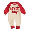 Ursobutegl Newborn Baby Boy Romper Jumpsuit Lover Boy Letter Embroidery Long Sleeve Bodysuit Sweatshirt Valentines Day Outfit (R