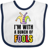 Inktastic Im With A Bunch Of Fools With Jester Hat April Fools Day Baby Bib White And Navy 34F23