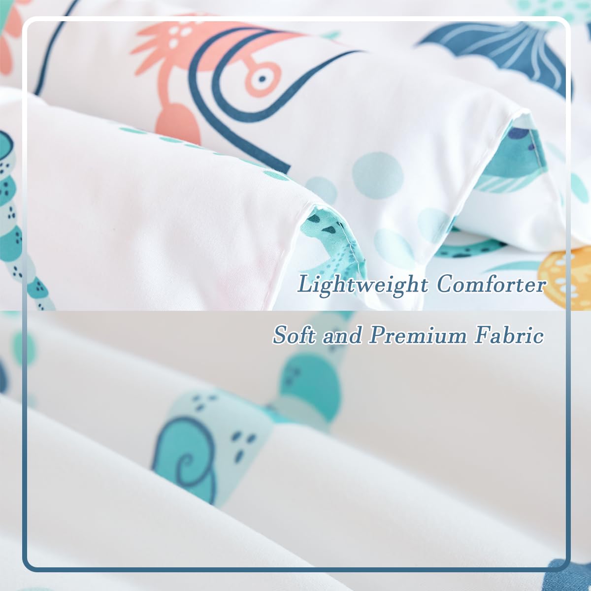 Perfemet 4 Pcs Toddler Bedding Set Ocean Themed Toddler Comforter For Girl Soft Reversible Under Sea Animals White Toddler Bed I