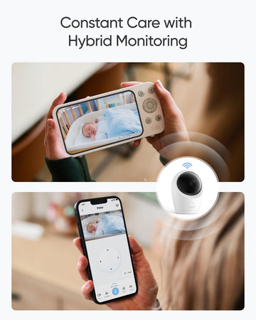 Eufy Security Baby Monitor E20 With 2K Hd Camera, 5'' 720P Display, Hybrid Wi-Fi & No Wi-Fi Connection, Pan-Tilt, 4X Zoom, Porta