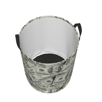 Gbuzozie Money Round Laundry Hamper Hundred Dollar Bill Storage Basket Toys Clothes Organizer Bin For Home Bathroom Bedroom Dorm