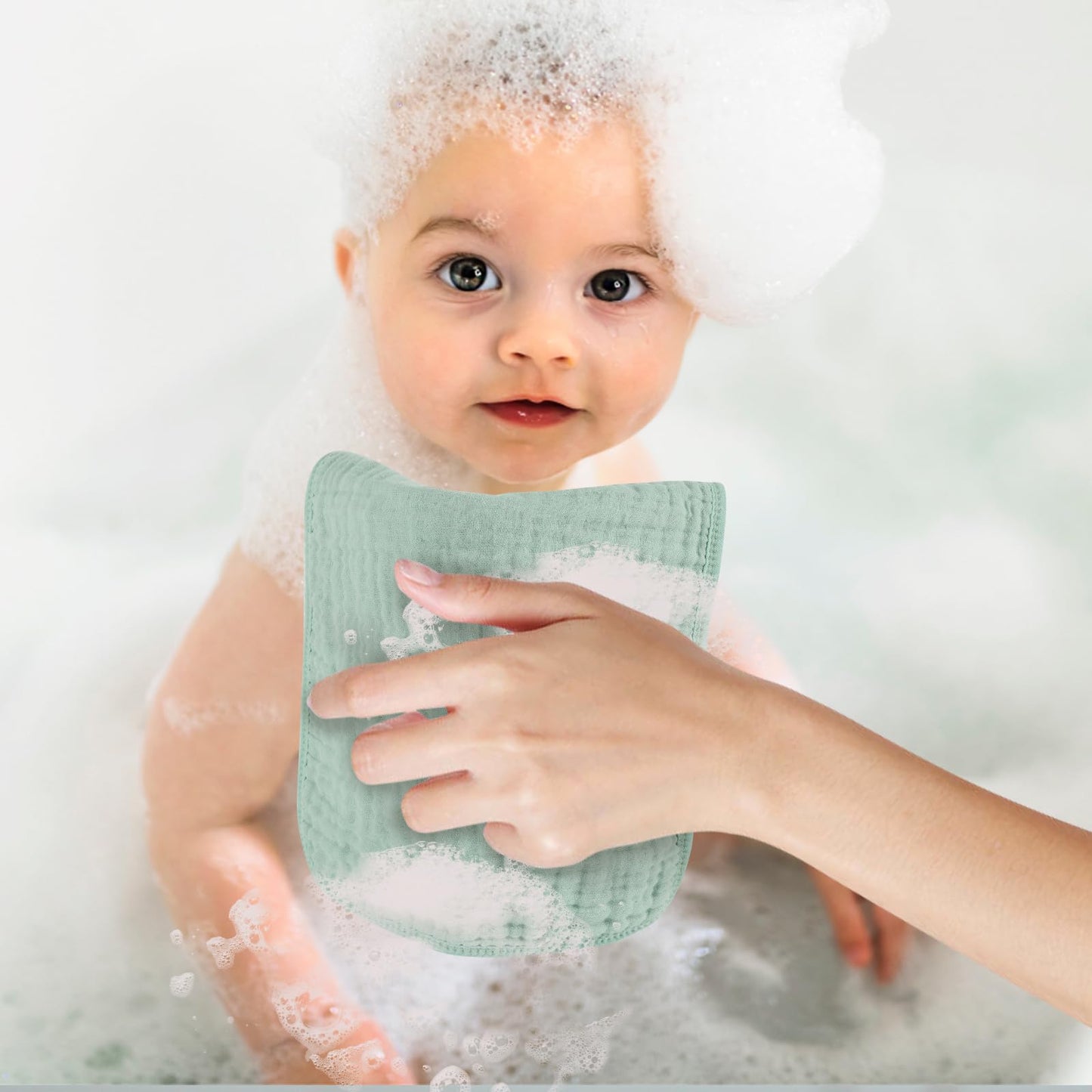 Migiol Baby Burp Cloth 100% Cotton Newborn Cotton Muslin Burp Cloth 10X20 Inches (Green 6 Pieces)